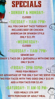 Mayan Kickback menu