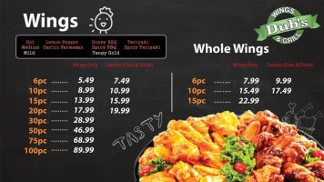 Dub’s Wings Grill menu