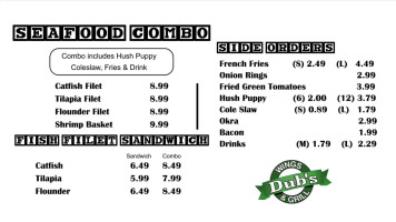 Dub’s Wings Grill menu