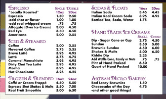 Scoops Grinds menu