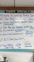 Sunrise Cafe menu