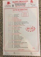 Happy Dragon menu