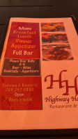 Highway House menu