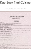 Kao Sook Thai Cuisine menu