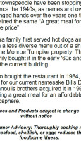 Bill's Drive-In menu
