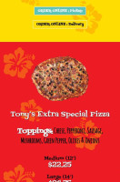 Tony's Pizzaria menu