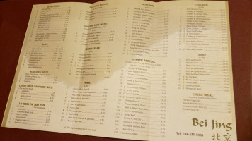Beijing Chinese menu