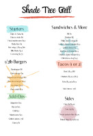 Shade Tree Saloon Grill menu