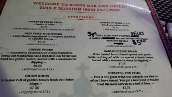 Kings And Grill menu