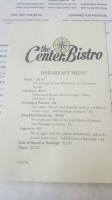 The Center Bistro menu