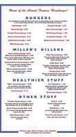 Miller's Cafe menu