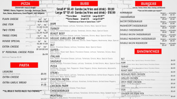 Penny's Pizza Hot Subs menu