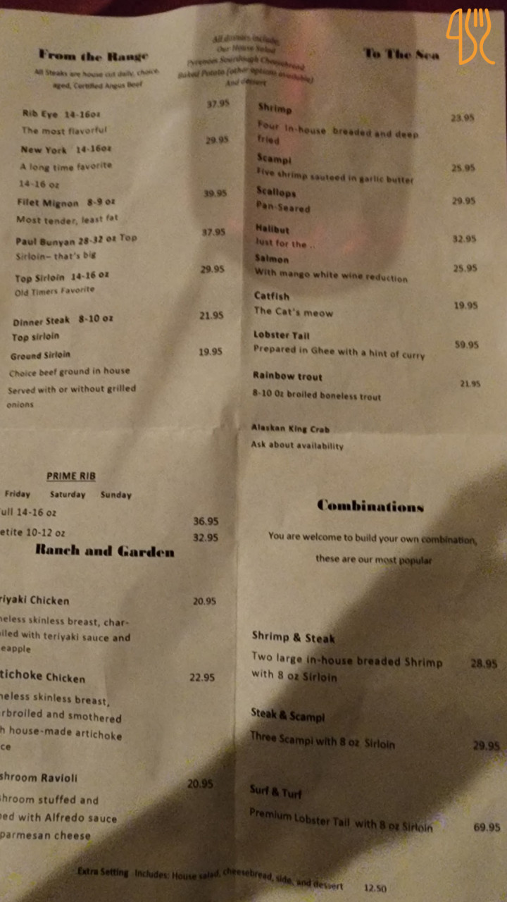 Paradise Cove Lodge from Lake Isabella Menu