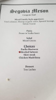 Segovia Meson menu