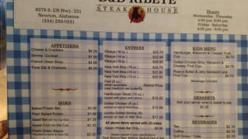 D&d Ribeye Steak House menu