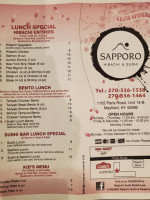 Sapporo Sushi Steakhouse Of Mayfield menu