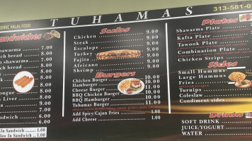 Tuhama's menu