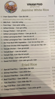 Vnam Pho menu