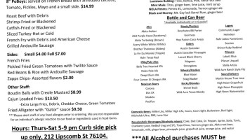 Twilite Lounge menu