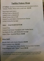 Twilite Lounge menu