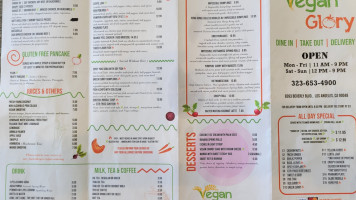 Vegan Glory menu