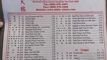 White Swans Asia Caffe menu