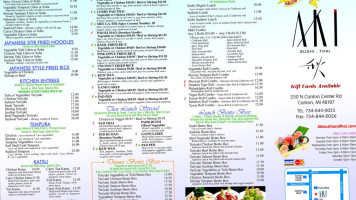 Aki Sushi Thai menu
