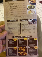 La Cabana Peruana menu