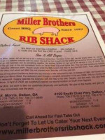 Miller Brothers Rib Shack menu
