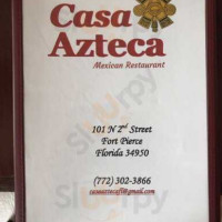 Casa Azteca Mexican menu