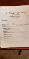 Arles Boggs Vegan Eatery menu