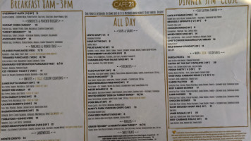 Cafe 21 University Heights menu