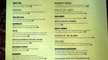 Beachbum Berry's Latitude 29 menu