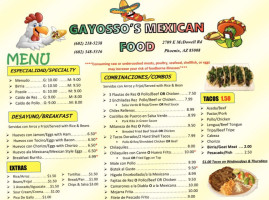 Gayosso's Mexican Food menu
