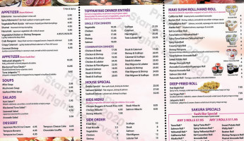 Sakura Hibachi Steakhouse Sushi menu