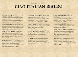 Ciao Italian Bistro Wine menu