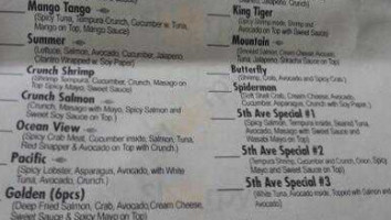 5th Avenue Sushi menu