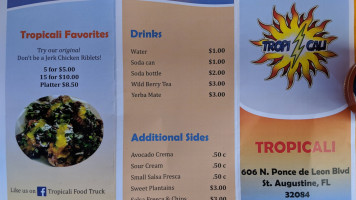 Tropicali Food Truck menu