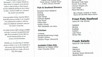 Montondo's Seafood Inc menu