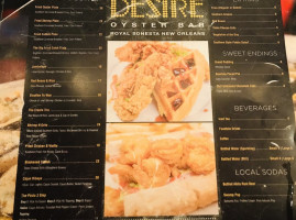 Desire Oyster menu