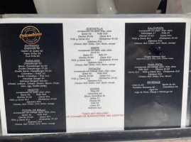 Colombian Extreme Food Truck menu