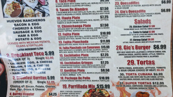 Gio's Taqueria menu