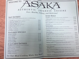 Asaka Japanese Cuisine menu