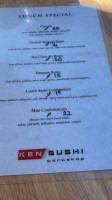 Ken Sushi Workshop menu