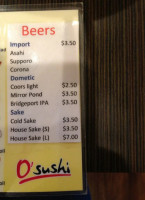 O'sushi menu