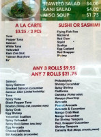 Sushi Spot Sashimi Express menu