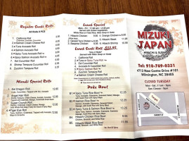 Mizuki Japan menu