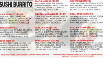 California Sushi Burrito menu