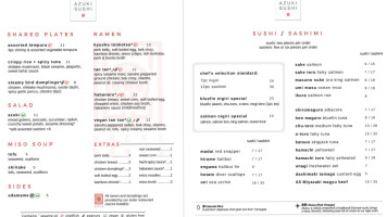 Azuki Sushi menu