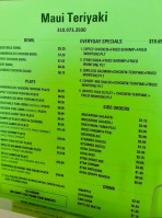 Maui Teriyaki menu